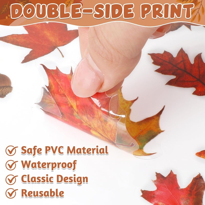 Traplace 336 PCS Fall Window Clings, 9 Sheets Autumn Decorations, Maple Leaves Pattern Double Sided Stickers Decal, Autumn Window Clings for Fall Decorations Accessories Home Indoor Outdoor Accessories Decor - Image 2